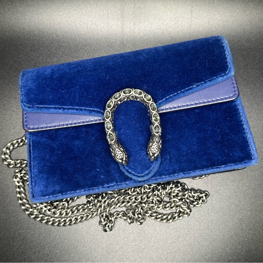 GUCCI Dionysus Super Mini Crossbody (Cobalt Blue Velvet)